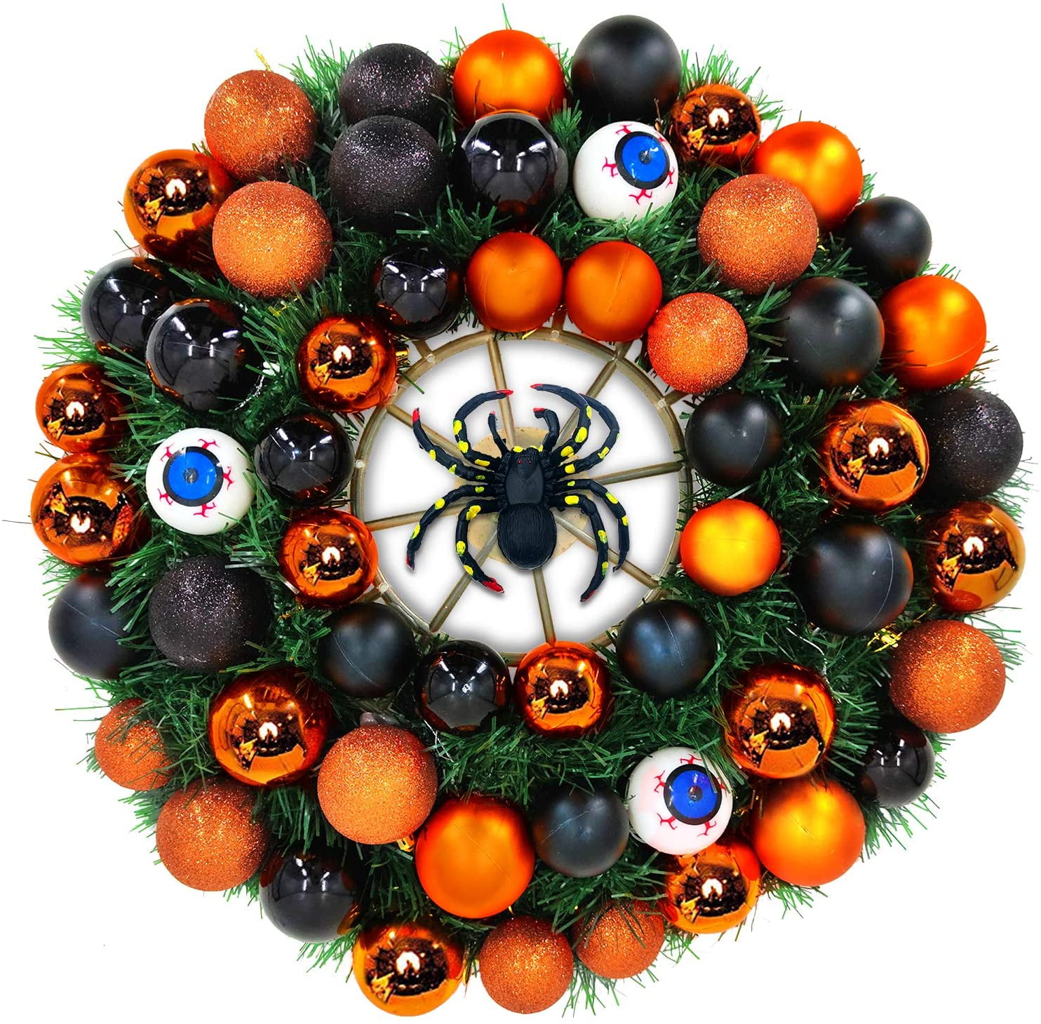 TURNMEON 24" Halloween Wreath for Front Door with Spider ...