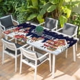 thumbnail image 2 of Navy Blue Christmas Table Cloths for 3 Foot Rectangle Tables, Santa Snowman Snowflake Gifts Elk Patio Waterproof Elastic Fitted Tablecloths, Washable Rectangular Table Cover for Camping, 2 of 8