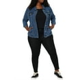 thumbnail image 2 of Agnes Orinda Women's Plus Size Outerwear Button Front Washed Denim Jean Jacket L Snow Blue, 2 of 8