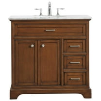 Elegant Decor Americana 36" Wood Single Bathroom Vanity in Brown Teak