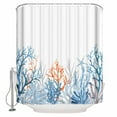 thumbnail image 2 of Coastal Coral Bathroom Curtain 78 Inch Shower Curtain with Hooks, Blue Ocean Starfish Seagrass Watercolor Waterproof Polyester Bath Curtain Washable Bathtub Curtain 72''x 78'', 2 of 6