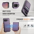 thumbnail image 5 of ELEHOLD Case for Google Pixel 9A, 2-in-1 Magnetic RFID Leather Wallet Case with Card Slots & Kickstand,Purple, 5 of 6