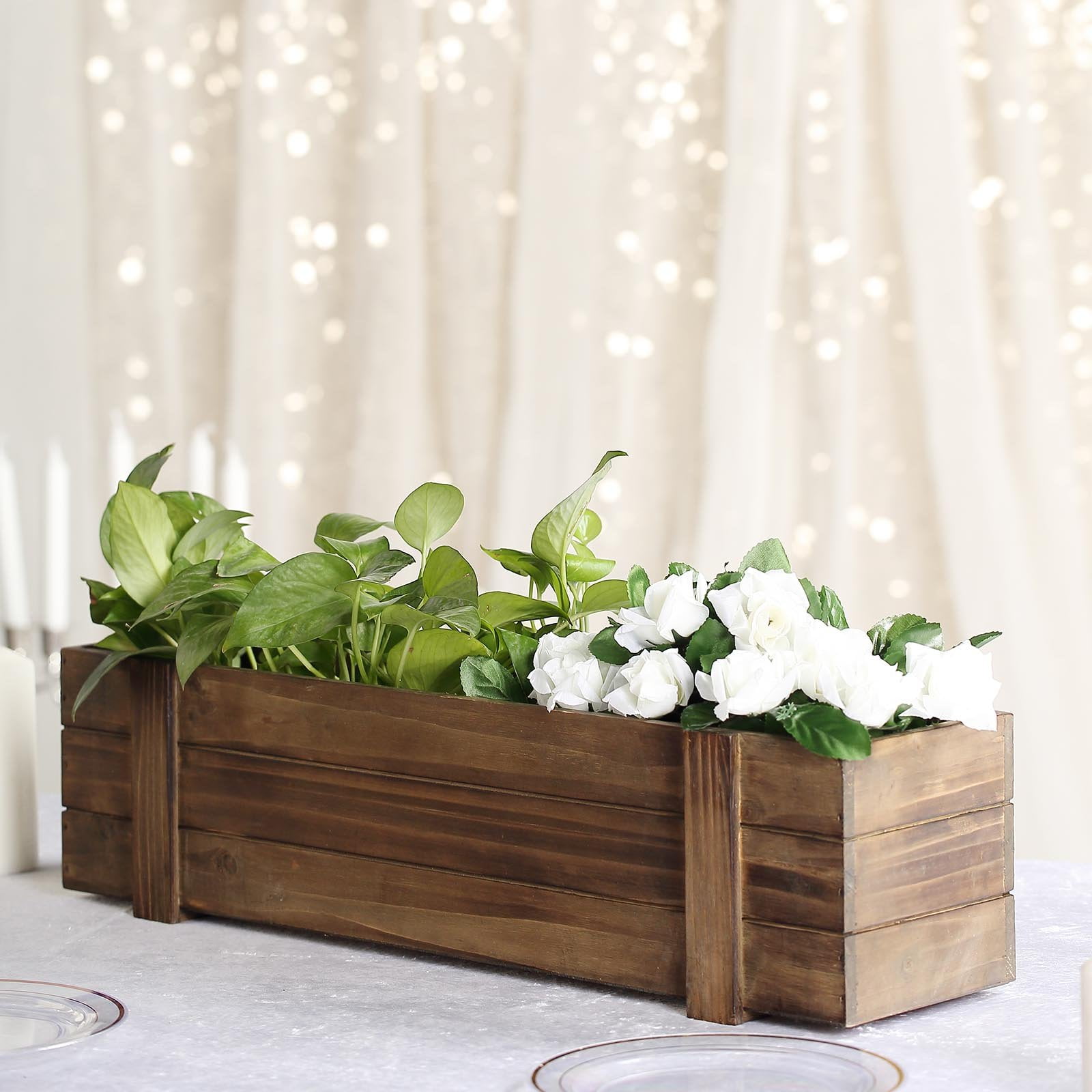 24&quot;x6&quot; Smoked Brown Rustic Natural Wood Planter Box With