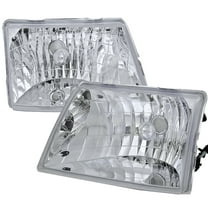 Factory Style Crystal Headlights (Chrome Housing/Clear Lens) Made for and Compatible with 1998-2000 Ford Ranger