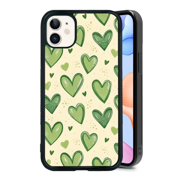 RSMTCI for iPhone 11 Case 6.1 IN,Lime Green Hears Phone Case,Black