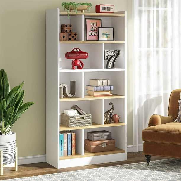 Tribesigns 10 Cube Bookshelf, 6Tier Modern Tall Bookcase Storage