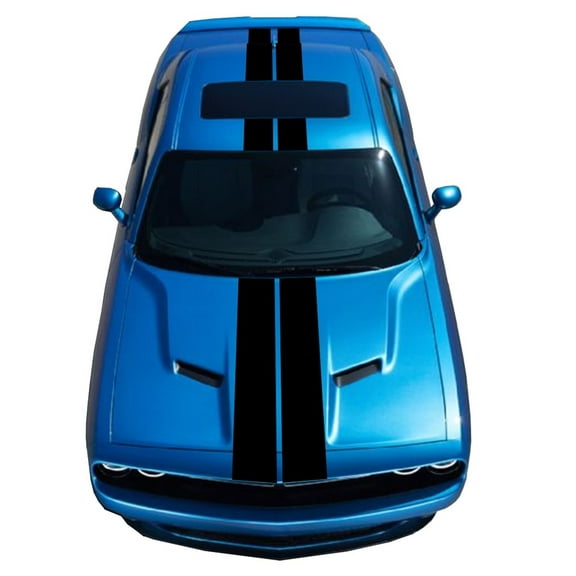 Clausen's World 9" Double Center Racing Stripes Vinyl Decal - Compatible with Dodge CHALLENGER