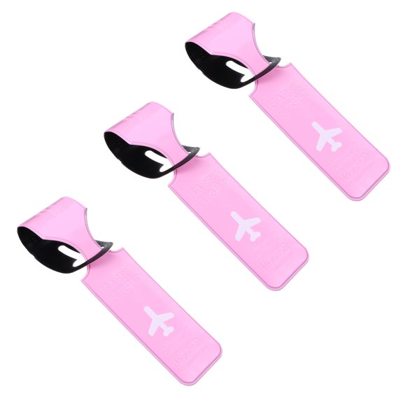 IMIKEYA 3Pcs Pink Travel Luggage Tags PVC Durable Baggage Labels with Personal Info