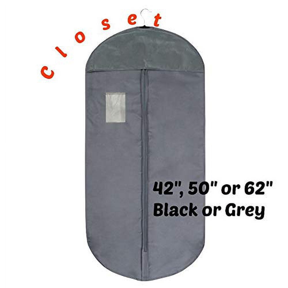 Foster-Stephens Thick, Sturdy, Long-Lasting Black 42" Oxford Cloth Garment Bags for Storage of Clothing | Elegant Covers for Jackets Suits Dresses Coats Gowns and Costumes