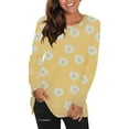 thumbnail image 1 of Tops de cuello redondo transpirables cómodos de manga larga con estampado de moda para mujer Pompotops FGAJ9691, 1 of 5