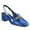 Blue, variant on Women Square Toe Metal Chains Loafers Elastic Slingback Strap Chunky Low Heels Pumps Comfortable Work Walking Shoes Size 5 White