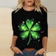 thumbnail image 1 of Ounisa St. Patrick's Day Sweatshirt for Women Clover Graphic T-Shirts Patty's Day Color 3/4 Sleeve Tee Tops, 1 of 5