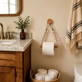 thumbnail image 2 of Djiypn Rope Wall Toilet Paper Holder, Rustic Tissue Rolls Paper Holder Wall Mounted, Nautical Rattan Bathroom Accessories Bathroom Decor - No Punching, 2 of 7