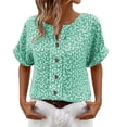 thumbnail image 2 of ATENAR T Shirts for Women Soft Lightweight Shirts for Women Loose Button Tee Green 5XL, 2 of 8
