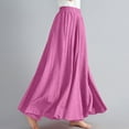 thumbnail image 4 of Women Cotton Linen Maxi Skirt Boho Layer Elastic Waist Long Skirt Summer Flowy Swing Tiered A-Line Skirt, 4 of 5