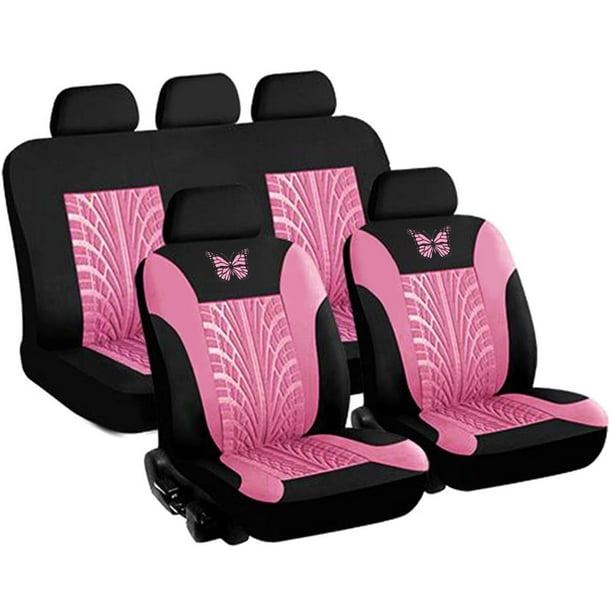9 Piece Full Set Butterfly Design Car Seat Covers, Front Seat Covers