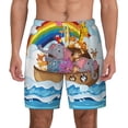 thumbnail image 2 of Goofa Rainbow Animals on Noah's Ark Printed Men's Swim Trunks Board Shorts Quick Dry Mens Swimming Trunks with Compression Liner,Breathable Fit Hawaii Beach Shorts-XX-Large, 2 of 9