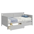 thumbnail image 4 of UHOMEPRO Daybed with Storage Drawers, Twin Bed Frame with Storage, Solid Wood Twin Bed Frame Sofa Bed for Living Room Guest Room Bedroom Furniture, No Box Spring Needed, Gray, 4 of 13