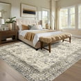 thumbnail image 3 of FairOnly 10'x13'Distressed Oriental Floral Machine Washable Area Rug for Living Room Vintage Non Slip Low Pile Rug for Laundry Bathroom,Beige Brown, 3 of 7