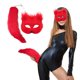 thumbnail image 2 of Halloween Para Adultos, Protector Facial De Peluche, Protector Facial De Peluche Negro Con Forma De Animal, Maquillaje, Baile, Hombres Y Mujeres, Protector Facial De Simulación De Media Cara Con Lla, 2 of 8