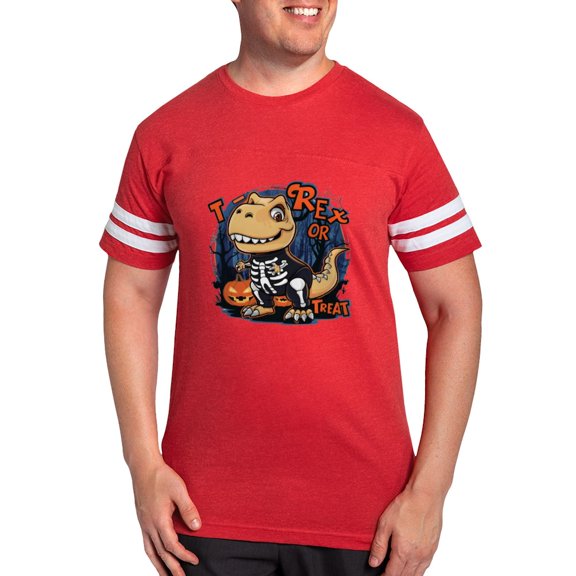 CafePress - T Rex Or Treat Men's Football T Shirt - Mens Football Shirt