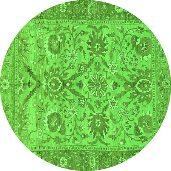Ahgly Company Indoor Round Abstract Green Modern Area Rugs, 3' Round