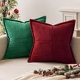 thumbnail image 2 of Corduroy Pillow Covers with Splicing Soft Couch Pillow Covers Broadside Striped Decorative Textured Throw Pillows Green, 2 of 6