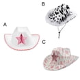 thumbnail image 3 of SILVERCELL Cowgirl Hats Pink-Star Decoration Cowboy Hat with Sequin Trim Fringe Western Party Hat for Costume Party Play Dress-Up, 3 of 3