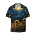 thumbnail image 5 of Daiia Oil Starry Sky Sunflower Men's Linen Shirts Short Sleeve Casual Shirts Button Down Shirt for Men Beach Summer Wedding Shirt-XX-Large, 5 of 6