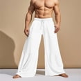 thumbnail image 2 of Pantalones acampanados de color liso con cintura elástica para hombre, primavera-verano - Pantalones informales de poliéster para vacaciones, 2 of 5