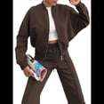 thumbnail image 3 of Conjuntos de Salón para Mujer, Conjunto Deportivo de 2 Piezas, Sudadera, Pantalón Deportivo de Pierna , Conjunto Deportivo A Juego Café L, 3 of 8
