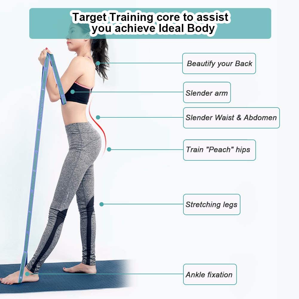 Sangle De Yoga Élastique Premium Avec 11 Boucles - Noire, En Coton, Pour étirement Et Flexibilité