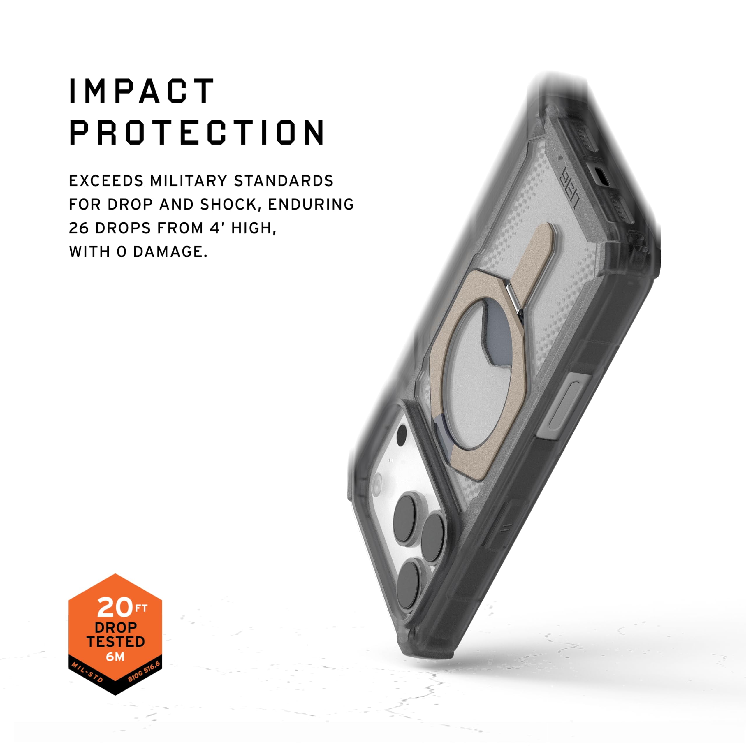 UAG iPhone 17 Pro Case with Kickstand Plasma XTE - Compatible with MagSafe Transparent Military Grade Protective Cover, Ash/Titanium