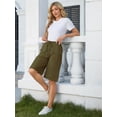 thumbnail image 3 of Fancyglim Bermuda Shorts for Women Summer Casual Loose Comfy Knee Length Drawstring Beach Shorts with Pockets Green XL, 3 of 8