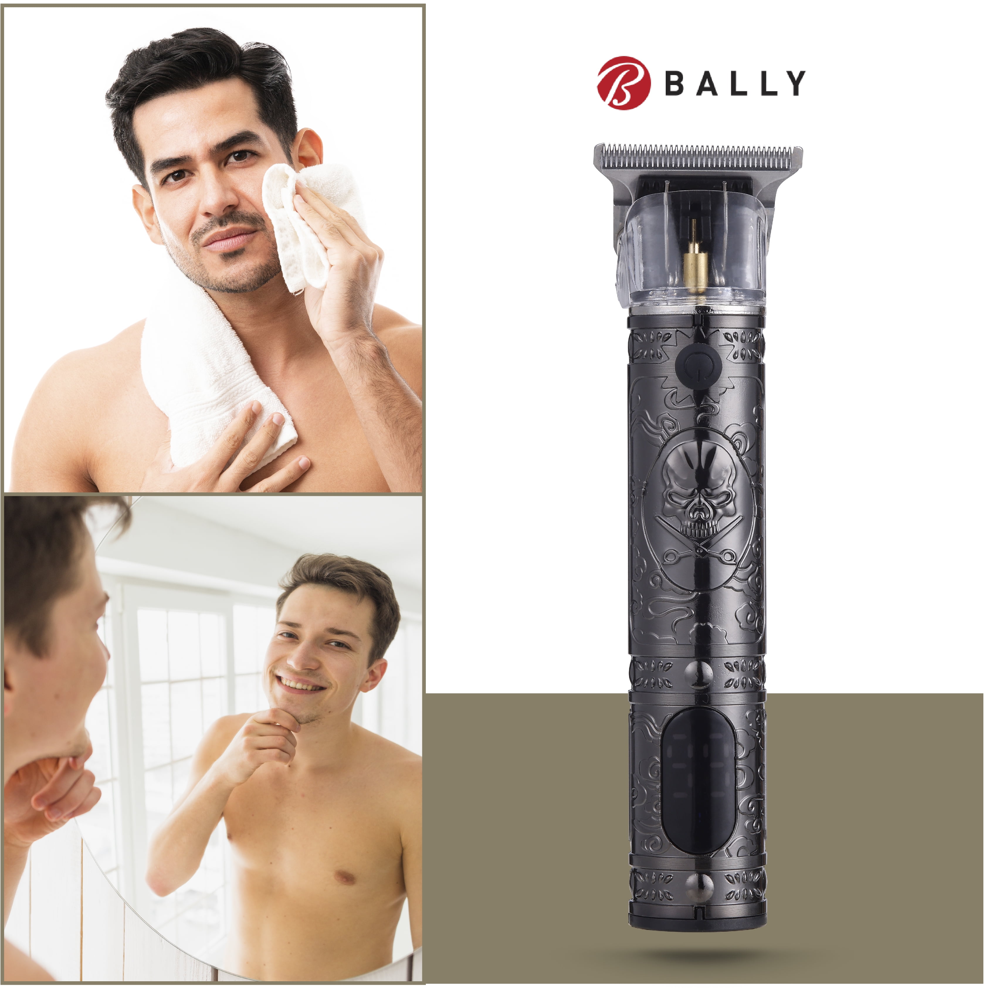 Bally's Stainless Steel T-Blade Cordless Rechargeable Men's Electric Hair Trimmer,