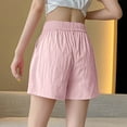 thumbnail image 4 of AKOEE Summer Shorts for Women Drawstring Elastic Waist Gym Lounge Shorts Wide Leg Casual Short Pants with Pockets (2XL, Pink), 4 of 4