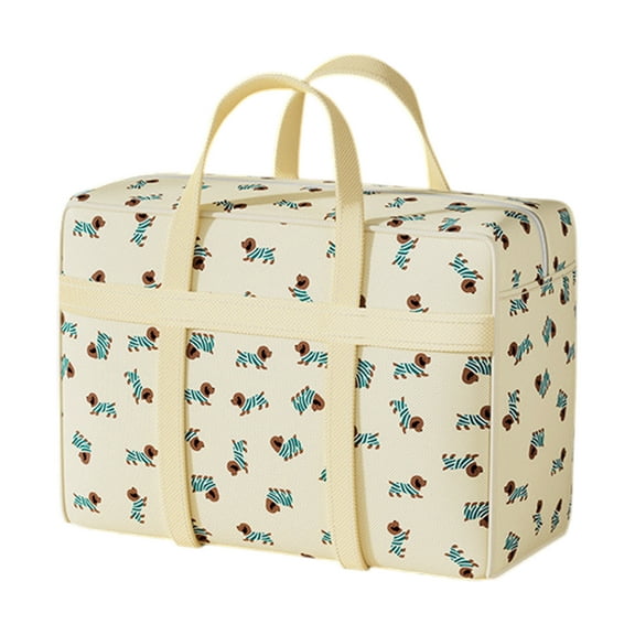 Unique Bargains 1 Pc Dog Pattern Medium Storage Bag Storage Bins 19.69"x9.84"x11.81" Beige Non-woven Fabric
