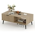 thumbnail image 2 of GloryStar Farmhouse Style Coffee Table with Storage, Rectangular 2-Tier Design and Sliding Door, Easy Assembly for Home or Bedroom, 2 of 7