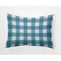 20" x 14" Simply Daisy Gingham Plaid Polyester Indoor/Outdoor Pillow, Unreal Teal Qty 1