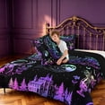 thumbnail image 4 of Manfei Gothic Dark Castle Full Size Comforter Sets,Retro Flowers Moon Bedding Comforter Set,Black Purple,Black Reversible,3 Pieces,1 Comforter and 2 Pillowcases, 4 of 7