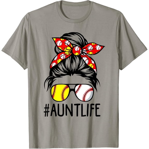 Sam Soft Womens Aunt Life Softball Baseball Mothers Day T-Shirt Full Size S-5Xl