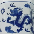 thumbnail image 5 of Oriental Furniture 10" Dragon Blue & White Porcelain Flower Pot, 5 of 6