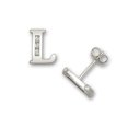 thumbnail image 1 of 14k White Gold CZ Cubic Zirconia Simulated Diamond Small Letter Name Personalized Monogram Initial L Earrings Measures 7, 1 of 3