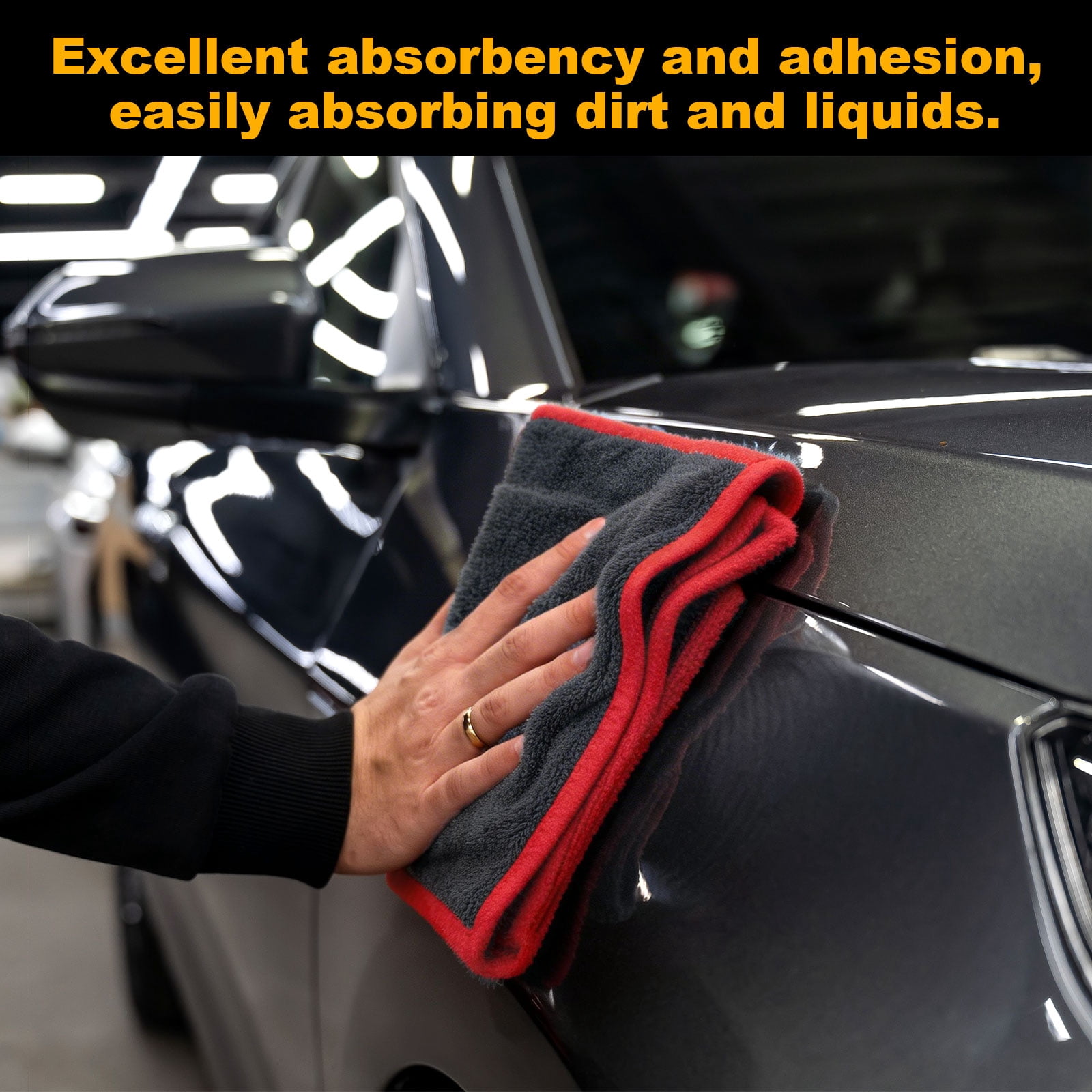 Uxcell Car Microfiber Towels 23.62 x 62.99 Inch Ultra Absorbent Microfiber Towel Care Polishing Detailing Waxing Cloths Single Layer for Car Kitchen Window, Grey/Red(600GSM)