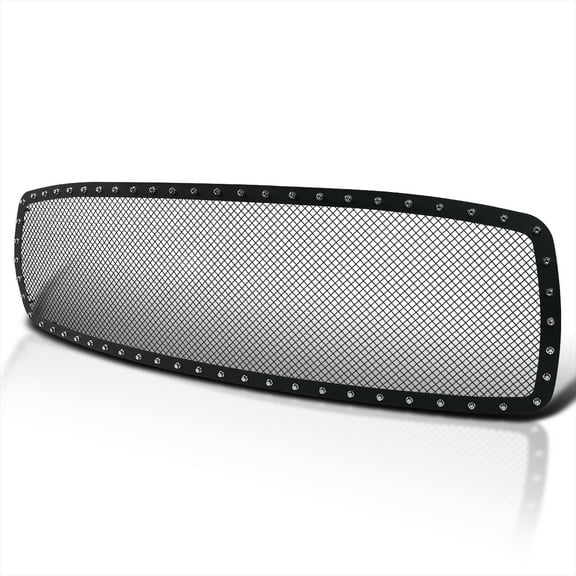 Spec-D Tuning Black Stainless Steel Front Upper Hood Grille Insert Rivet Style Compatible with 2002-2005 Dodge Ram 1500, 2003-2005 Dodge Ram 2500 3500