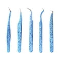 thumbnail image 1 of Pinzas para extensiones de pestañas, pinzas para botas con grietas de hielo amarillas para hacer volumen y abanicos clásicos, juego de 5 pinzas para pestañas, 1 of 6