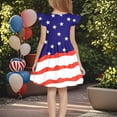 thumbnail image 5 of MKOSPLRT Girls American Flag Dress 3-12 Years 4th of July Summer Dresses Fly Sleeve Crew Neck A Line Dress Red White and Blue Midi Dress, 5 of 6