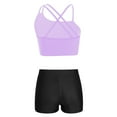 thumbnail image 3 of YONGHS Kids Girls Sports Gymnastic Outfits Crop Top Shorts Set 6-14 Lavender&Black 10, 3 of 5