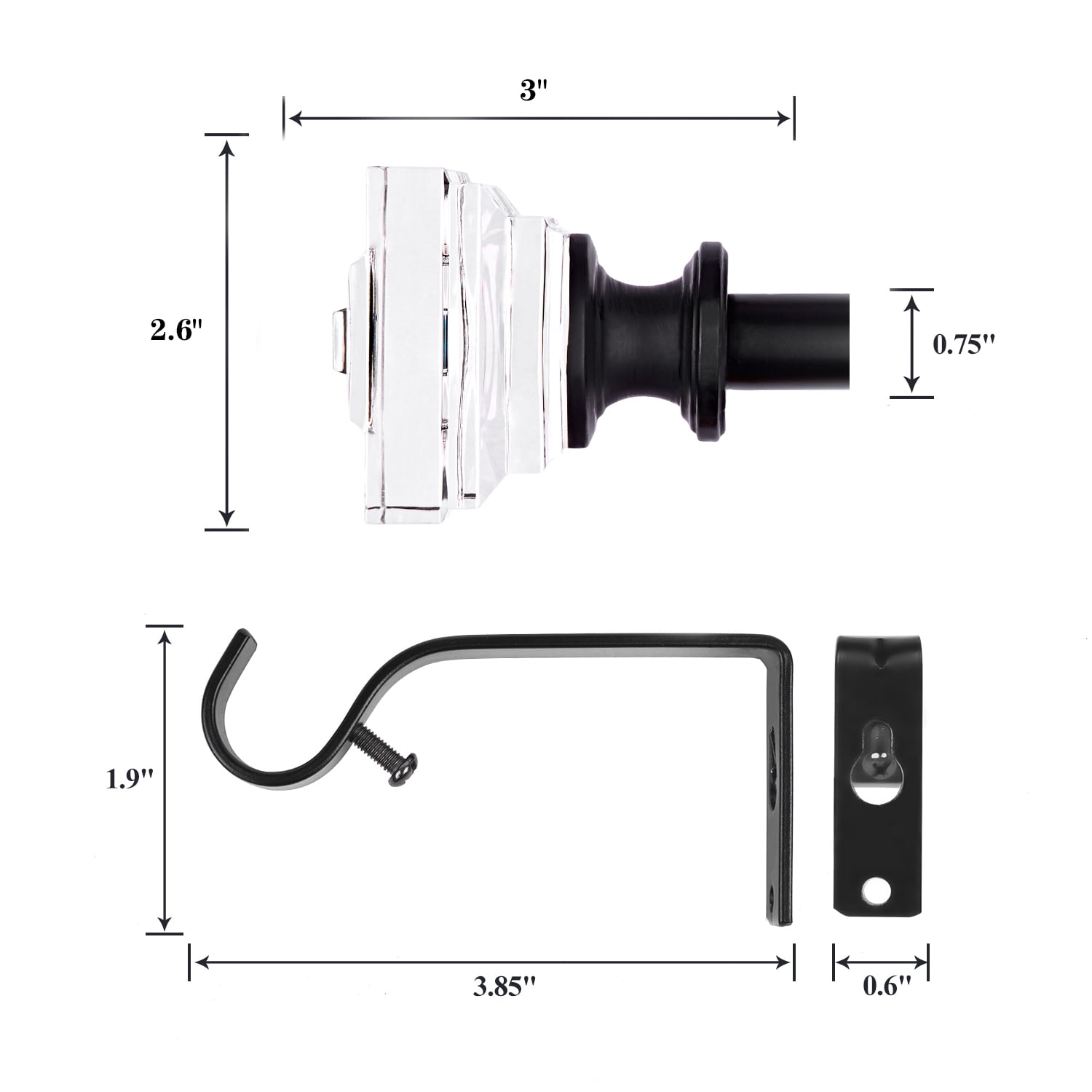 WL.Rocaille 3/4” and 1” Adjustable Decorative Curtain Rod Set, 48”-84”