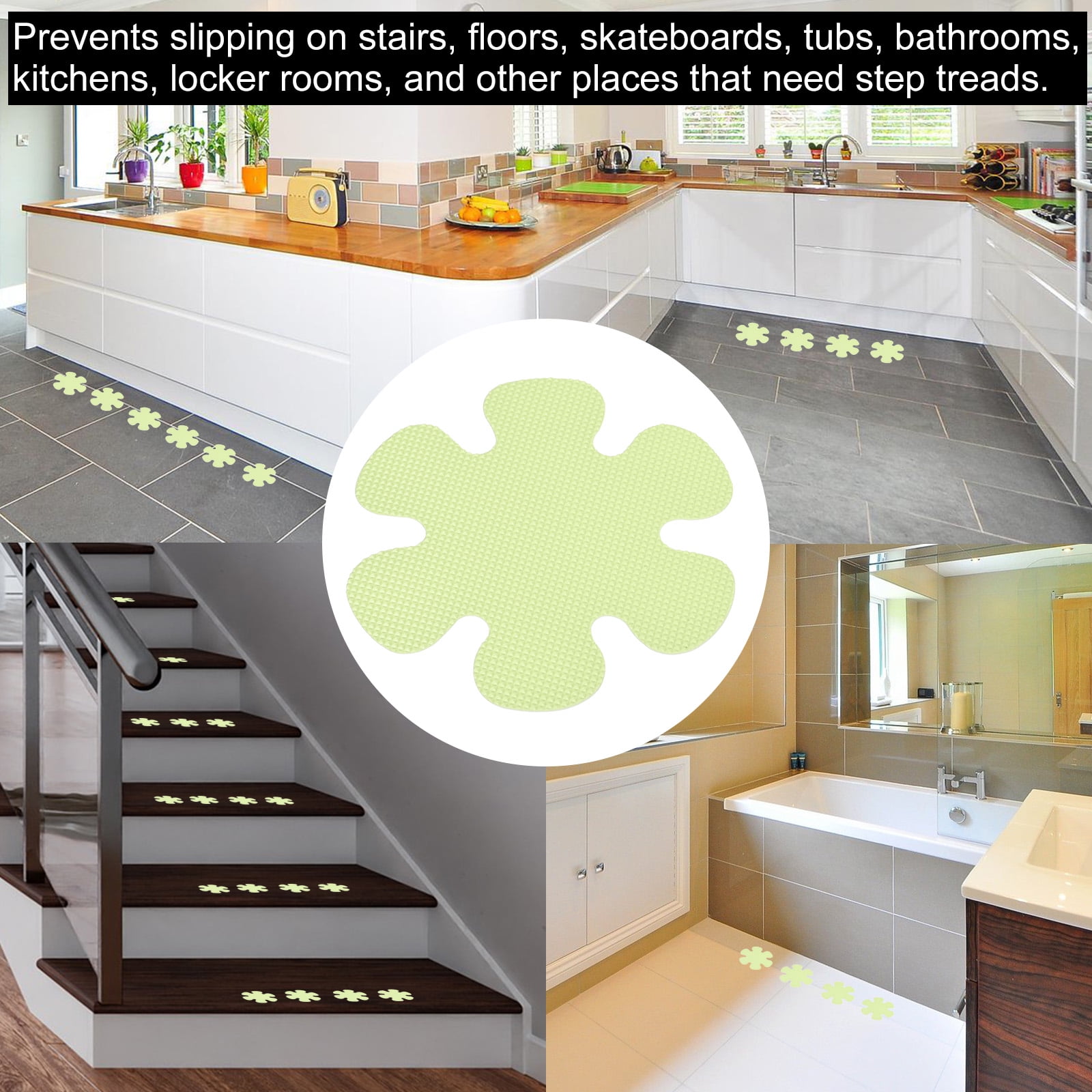 Unique Bargains Anti Slip Grip Tapes Non-Slip Traction Strips Flower Shape for Stairs Green 3.9"